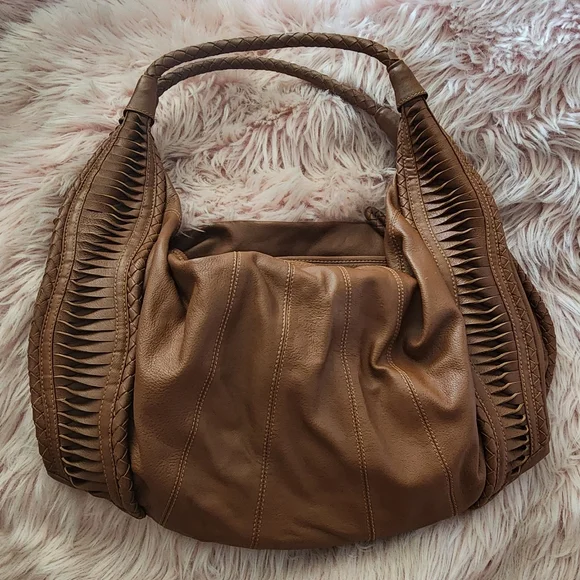 Clever Cariage Company St. Tropez Handcrafted Leather Hobo light brown